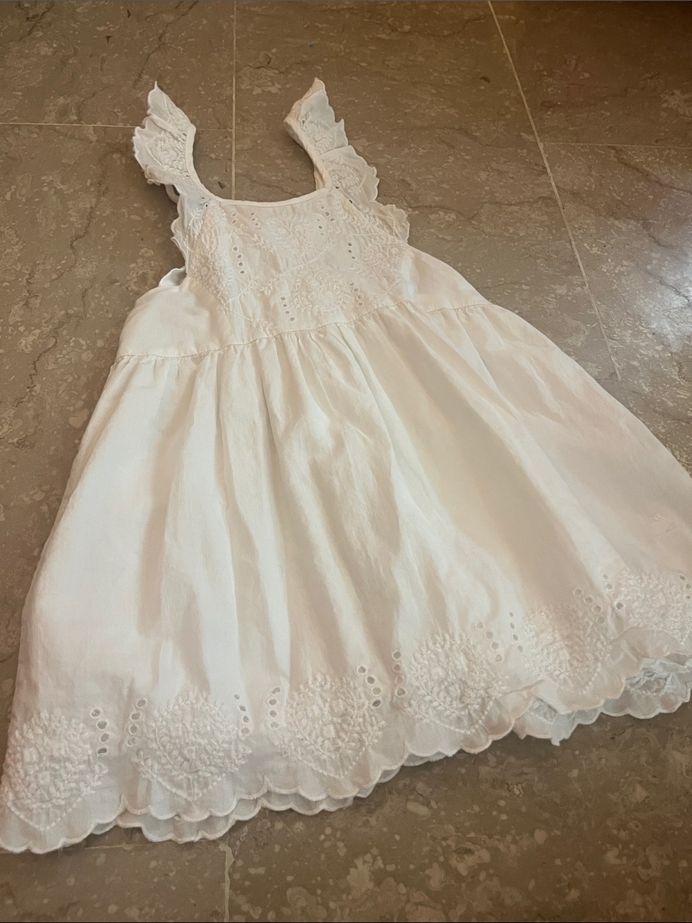 babycottons White Eyelet Lace Dress with Scalloped Trim